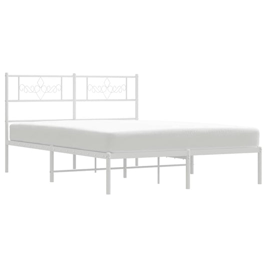 Sengeramme i metall med sengegavl hvit 150x200 cm