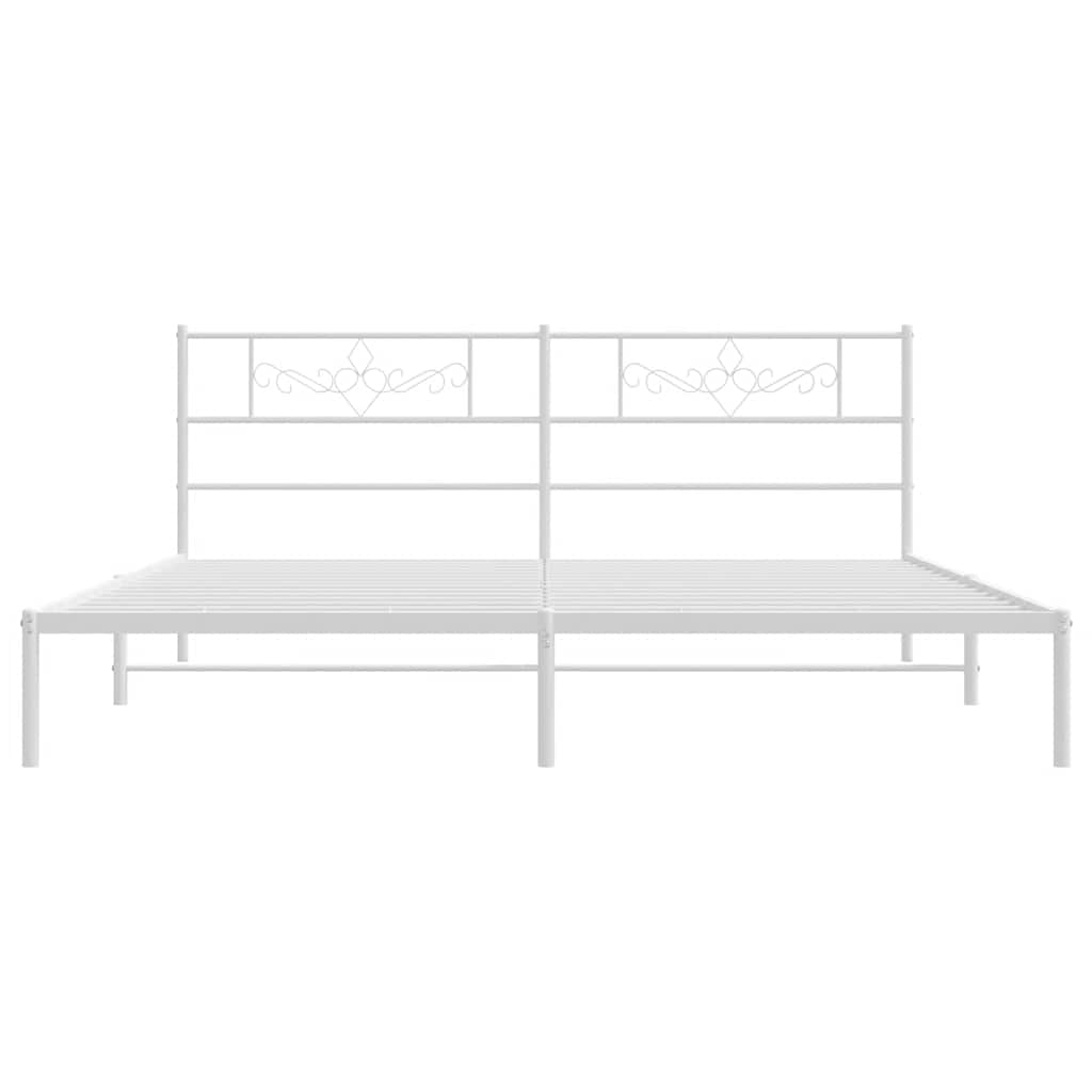 Sengeramme i metall med hodegavl hvit 193x203 cm