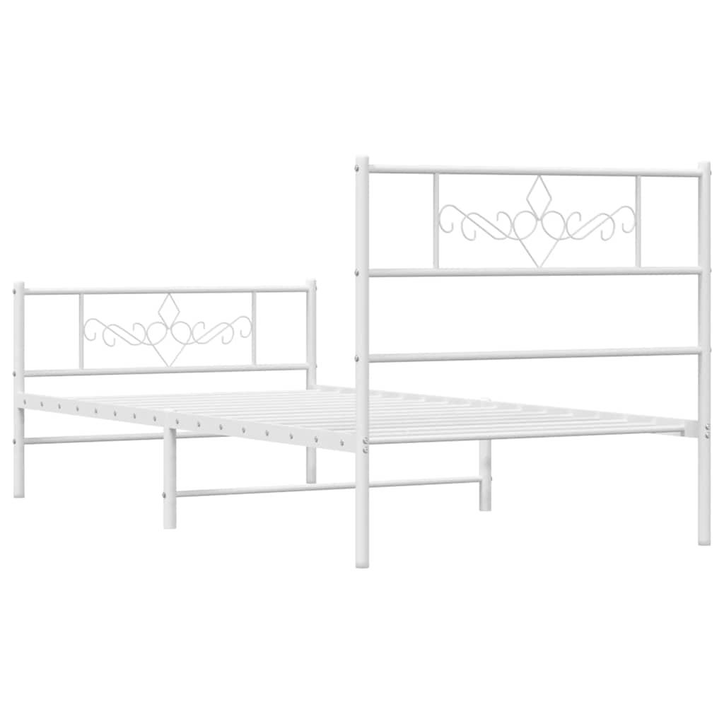 Sengeramme i metall med hode- og fotgavl hvit 100x200 cm