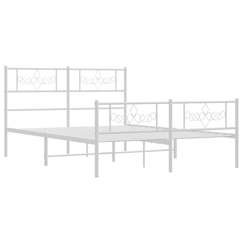 Sengeramme i metall med hode- og fotgavl hvit 135x190 cm