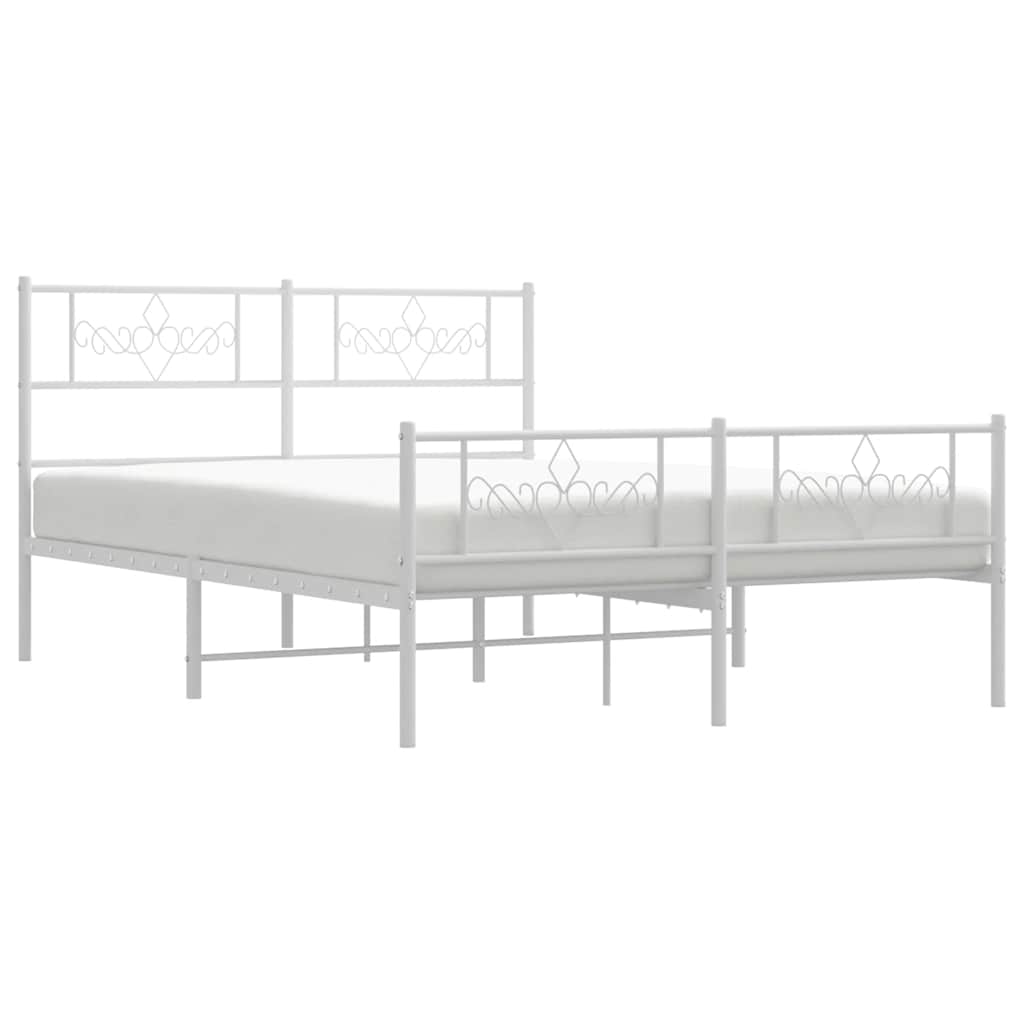 Sengeramme i metall med hode- og fotgavl hvit 135x190 cm