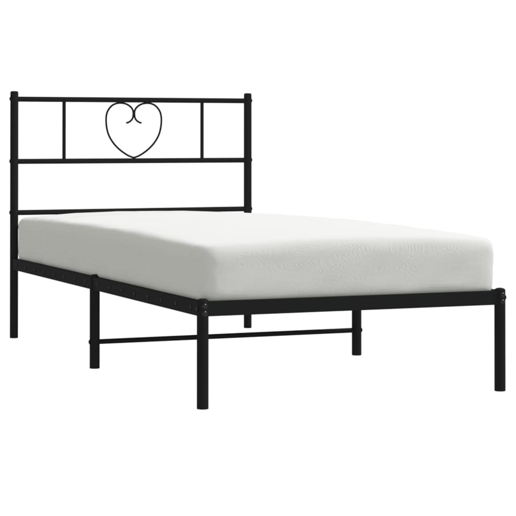 Sengeramme i metall med hodegavl svart 75x190 cm vidaXL