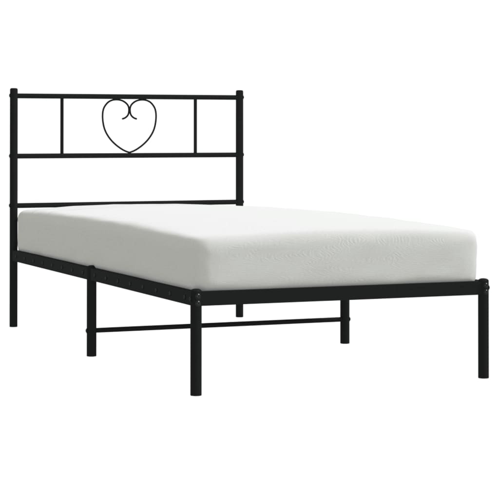 Sengeramme i metall med hodegavl svart 80x200 cm vidaXL