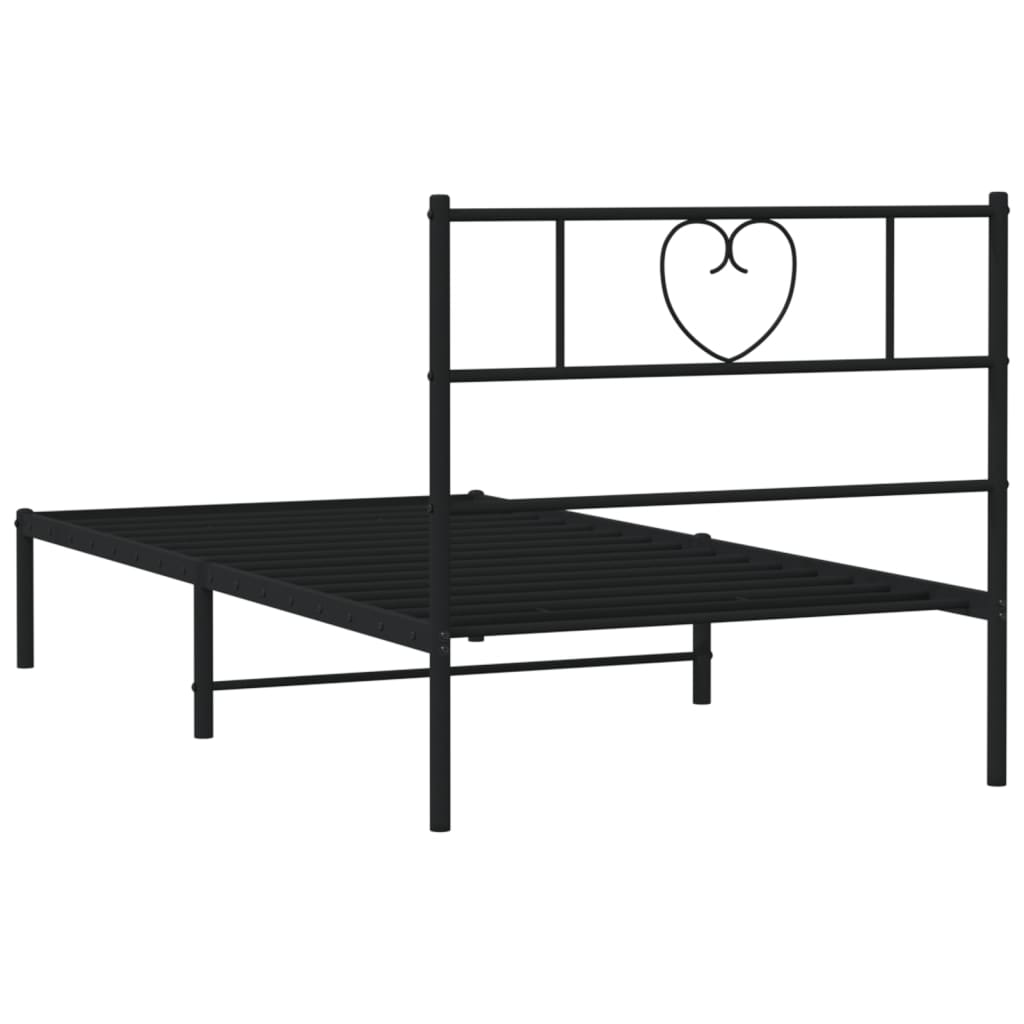 Sengeramme i metall med hodegavl svart 90x190 cm