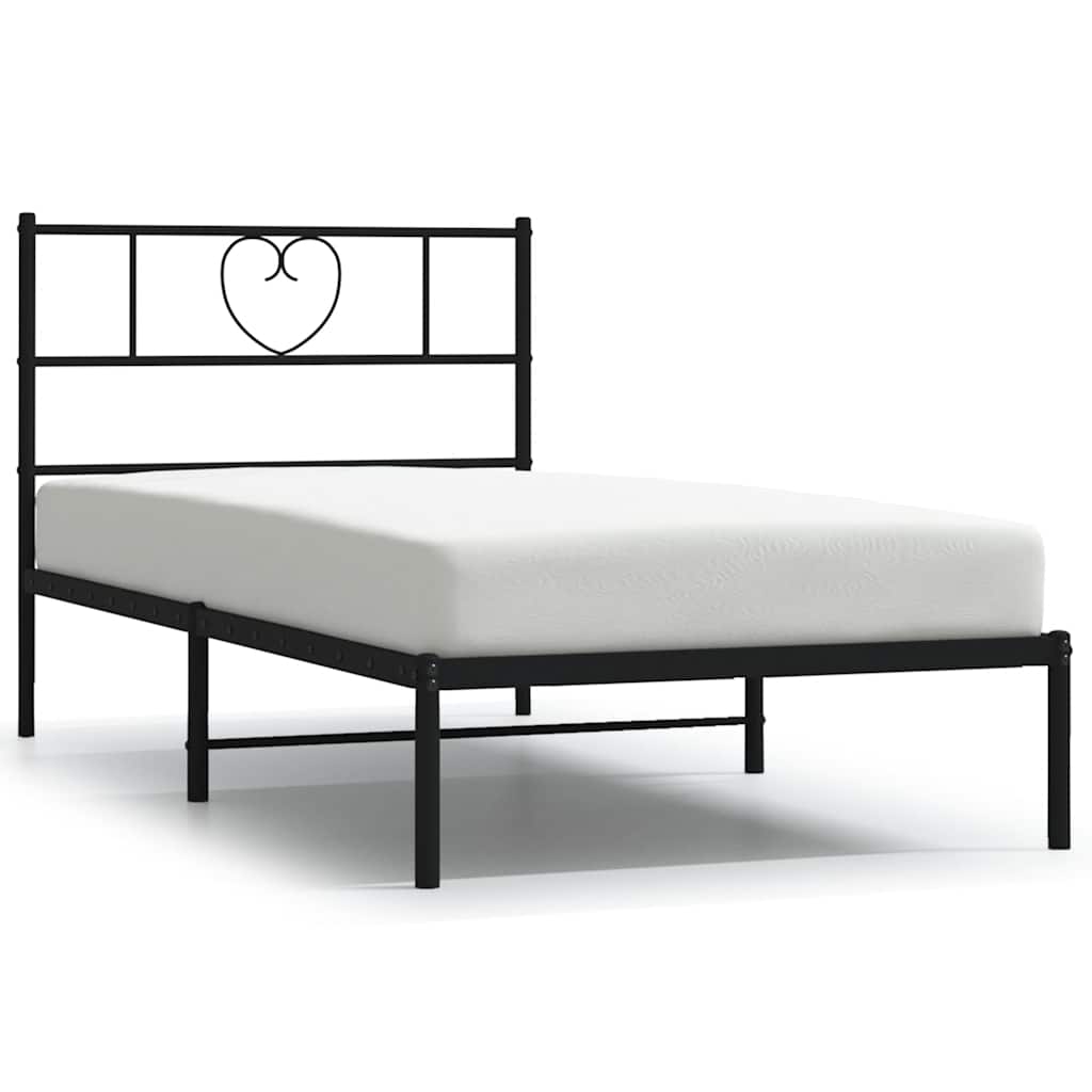 Sengeramme i metall med hodegavl svart 100x190 cm