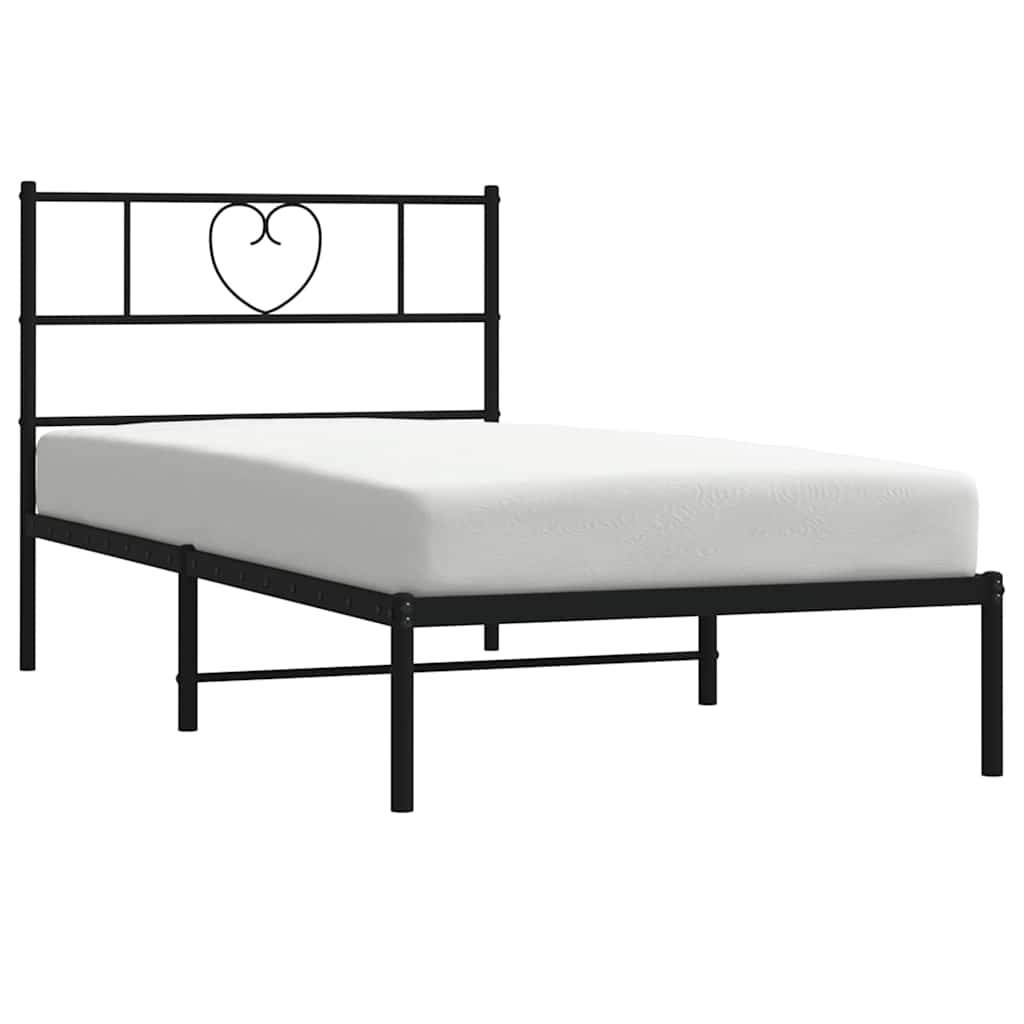 Sengeramme i metall med hodegavl svart 100x190 cm