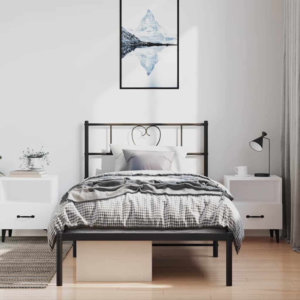 Sengeramme i metall med hodegavl svart 100x190 cm