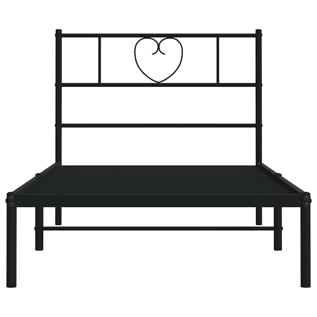 Sengeramme i metall med hodegavl svart 100x190 cm