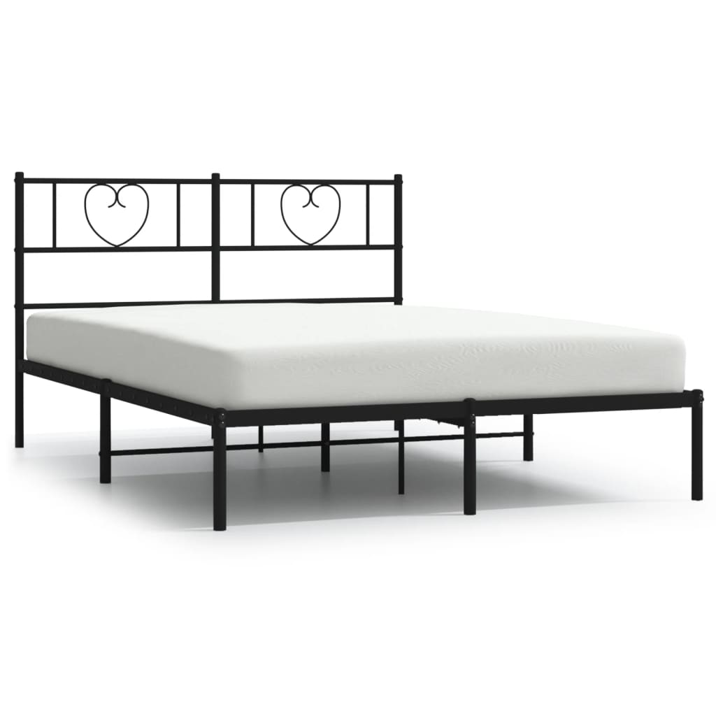 Sengeramme i metall med sengegavl svart 120x200 cm vidaXL