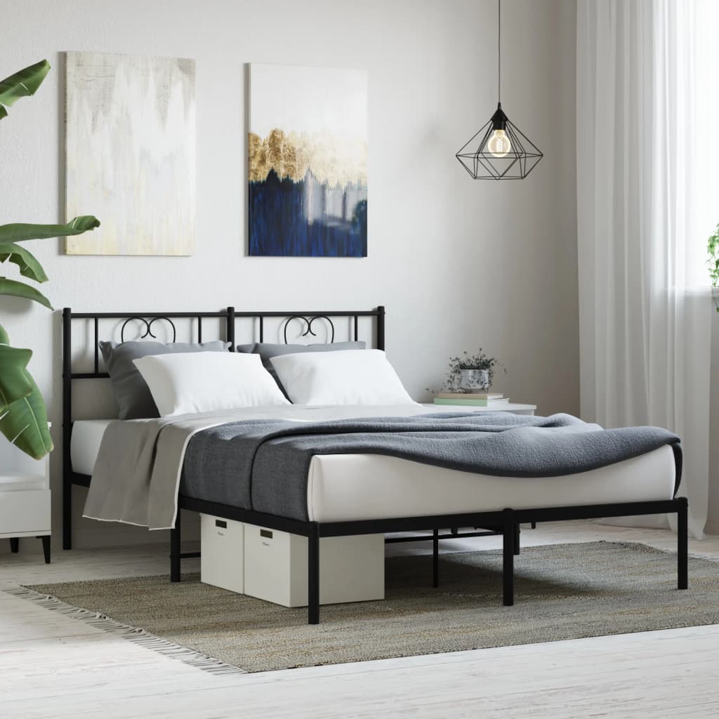 Sengeramme i metall med sengegavl svart 120x200 cm vidaXL