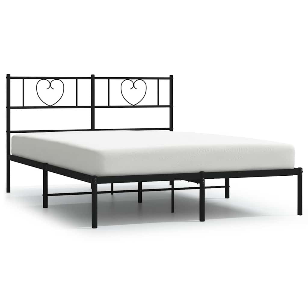 Sengeramme i metall med hodegavl svart 135x190 cm