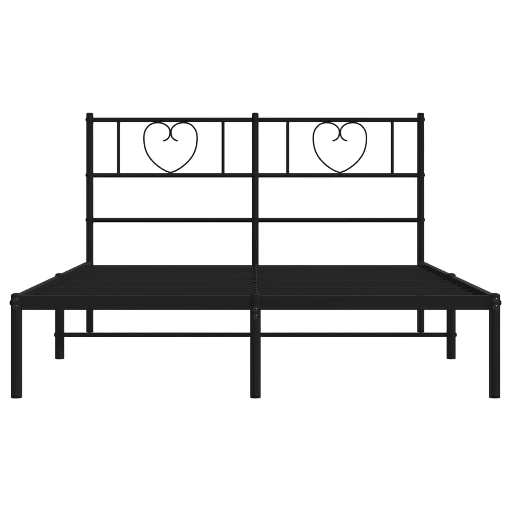 Sengeramme i metall med sengegavl svart 140x200 cm