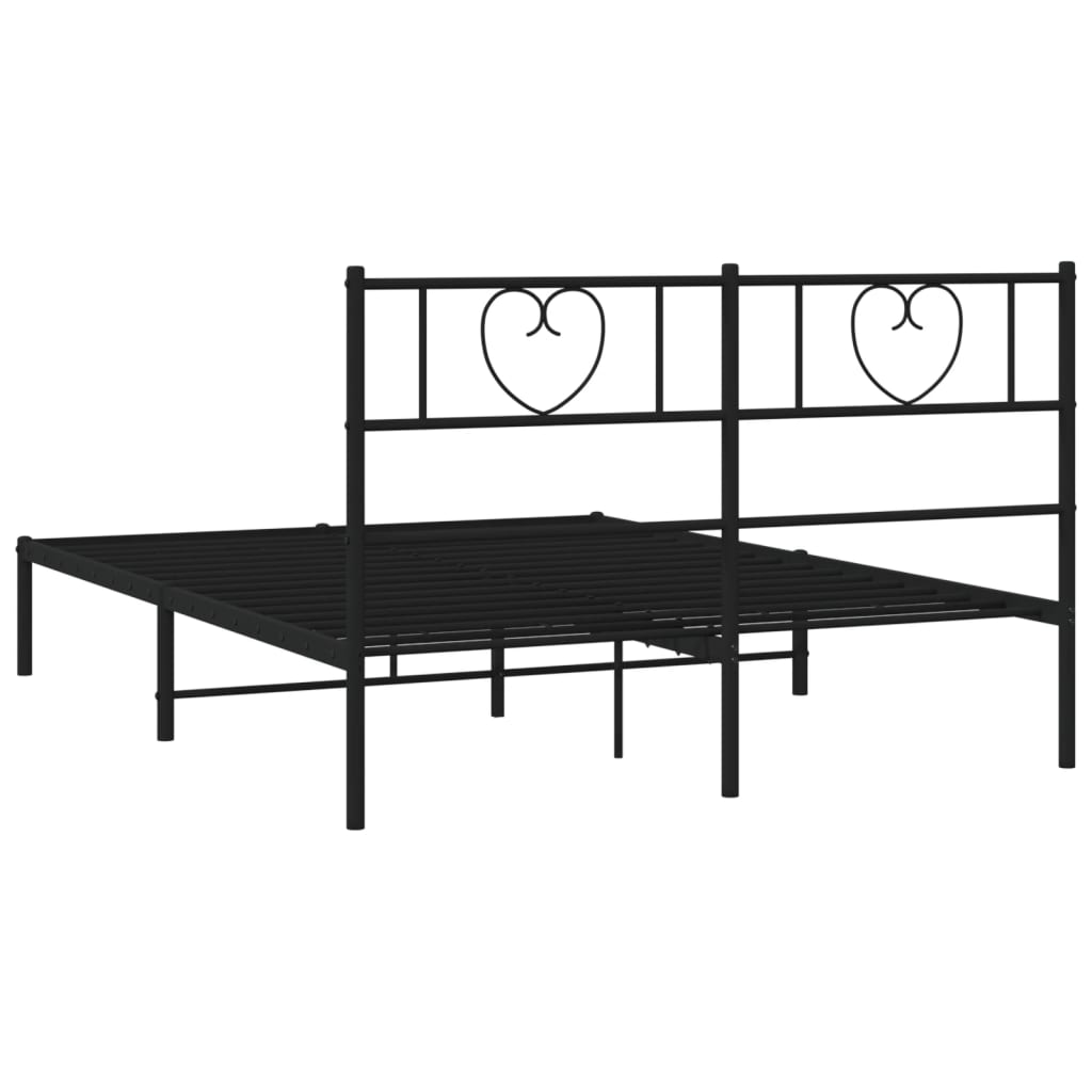 Sengeramme i metall med sengegavl svart 140x200 cm