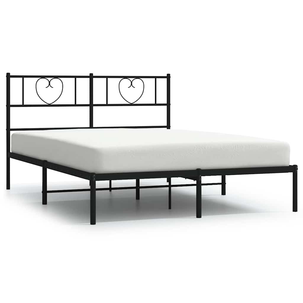 Sengeramme i metall med sengegavl svart 150x200 cm vidaXL