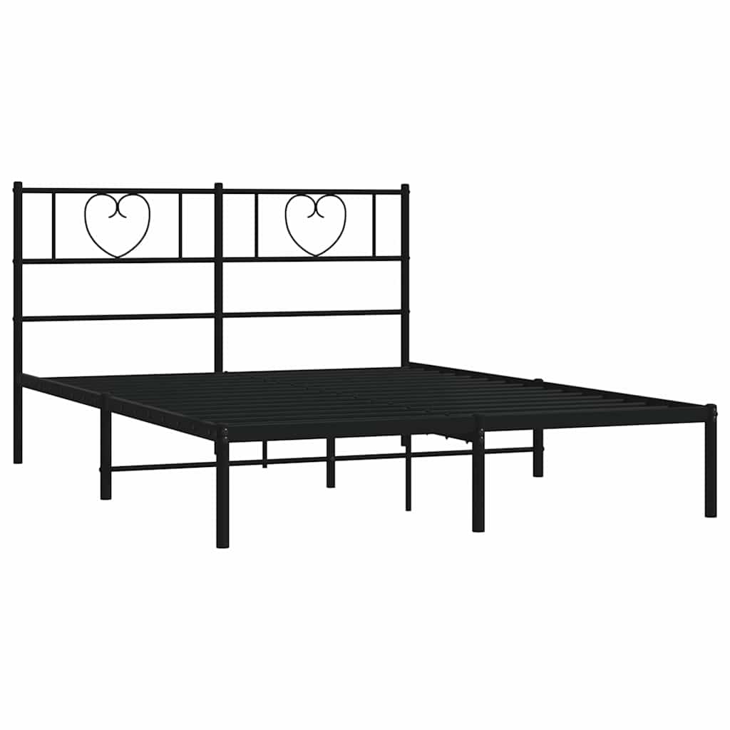 Sengeramme i metall med sengegavl svart 150x200 cm vidaXL