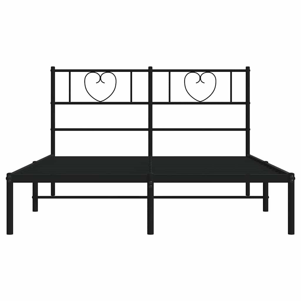 Sengeramme i metall med sengegavl svart 150x200 cm vidaXL