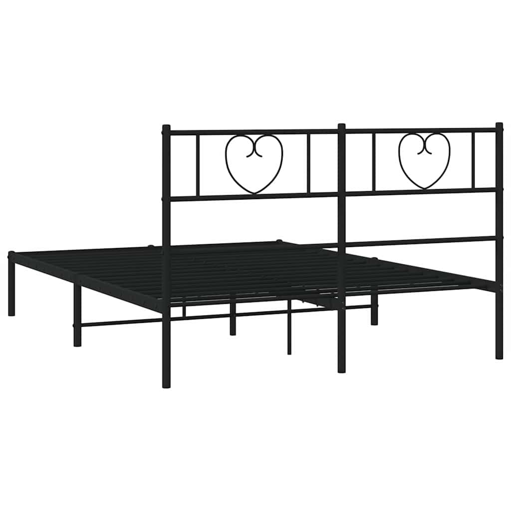 Sengeramme i metall med sengegavl svart 150x200 cm vidaXL