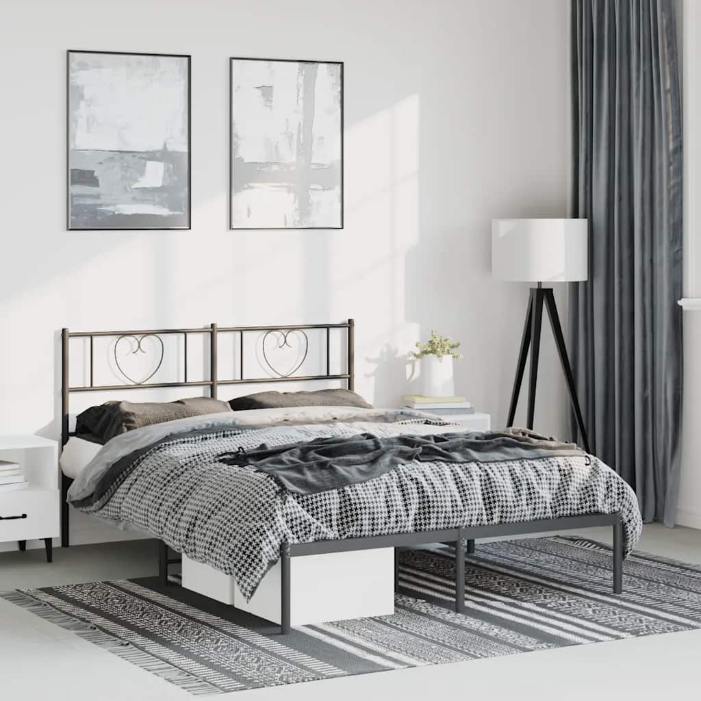 Sengeramme i metall med sengegavl svart 150x200 cm vidaXL