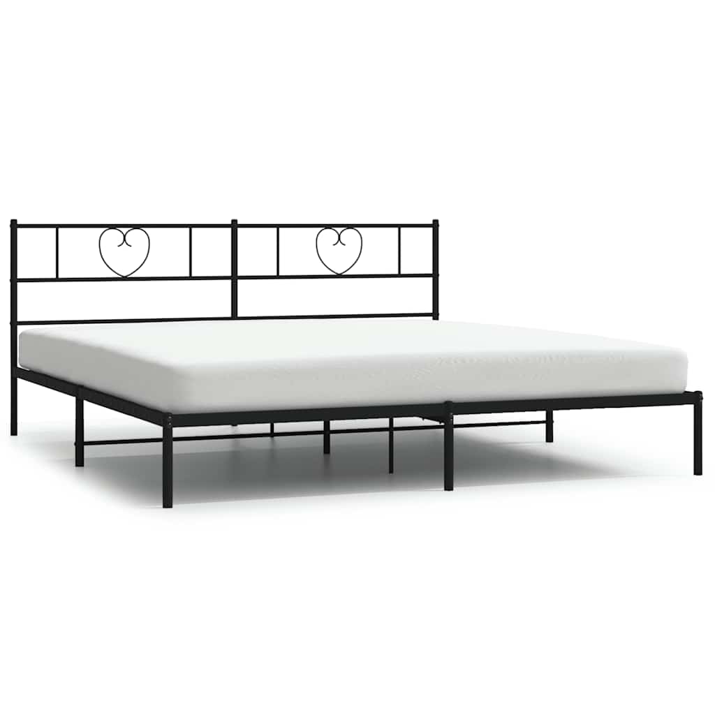 Sengeramme i metall med sengegavl svart 180x200 cm vidaXL