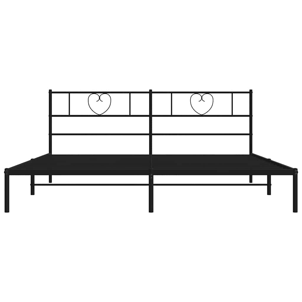Sengeramme i metall med sengegavl svart 180x200 cm vidaXL