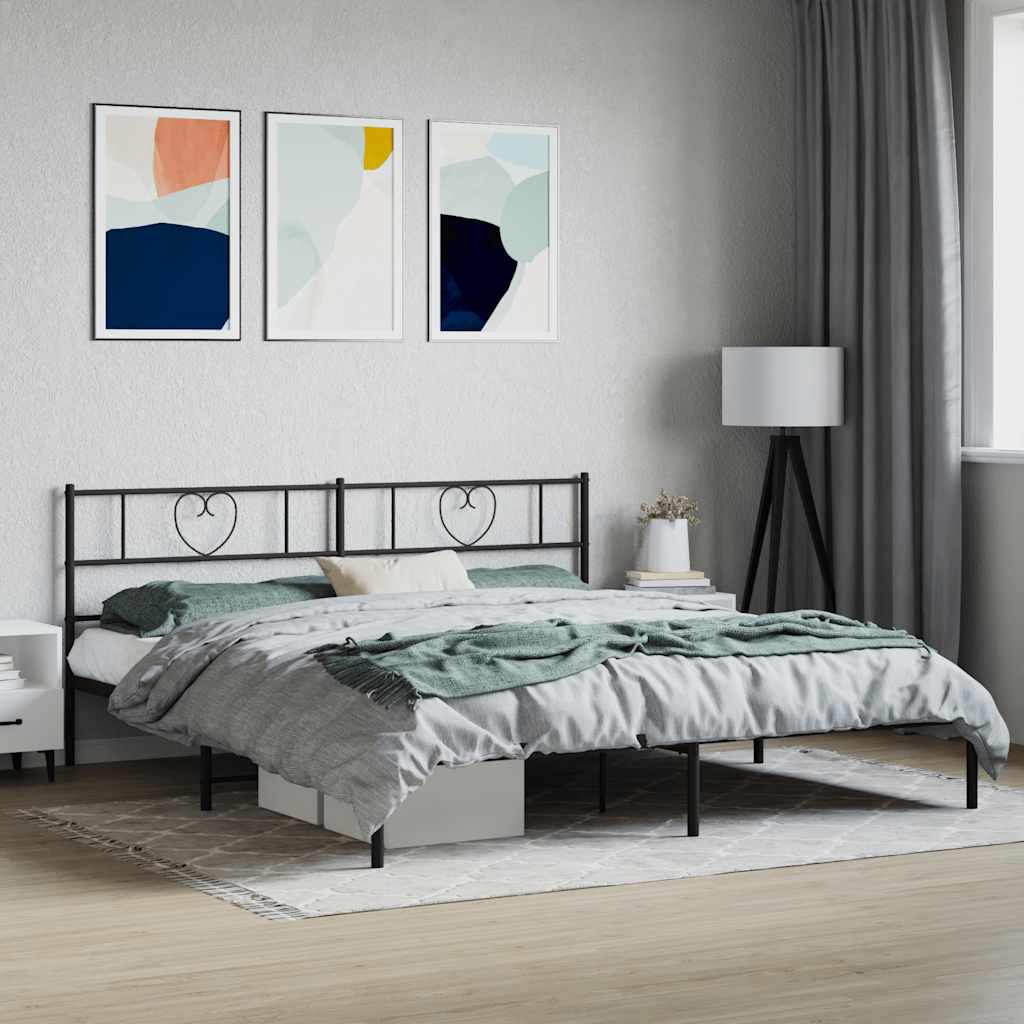 Sengeramme i metall med sengegavl svart 180x200 cm vidaXL