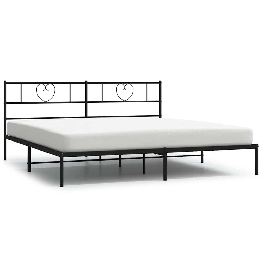 Sengeramme i metall med sengegavl svart 183x213 cm