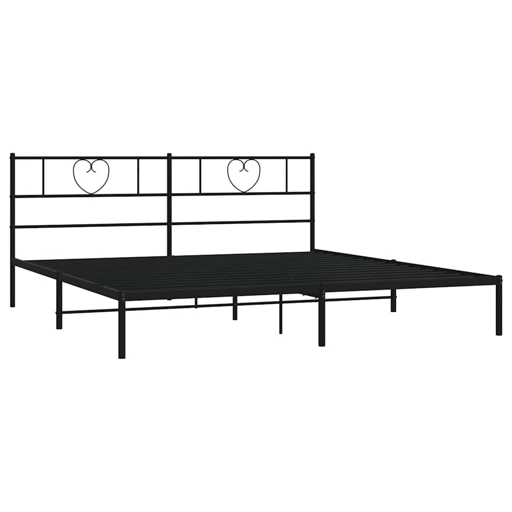Sengeramme i metall med sengegavl svart 183x213 cm