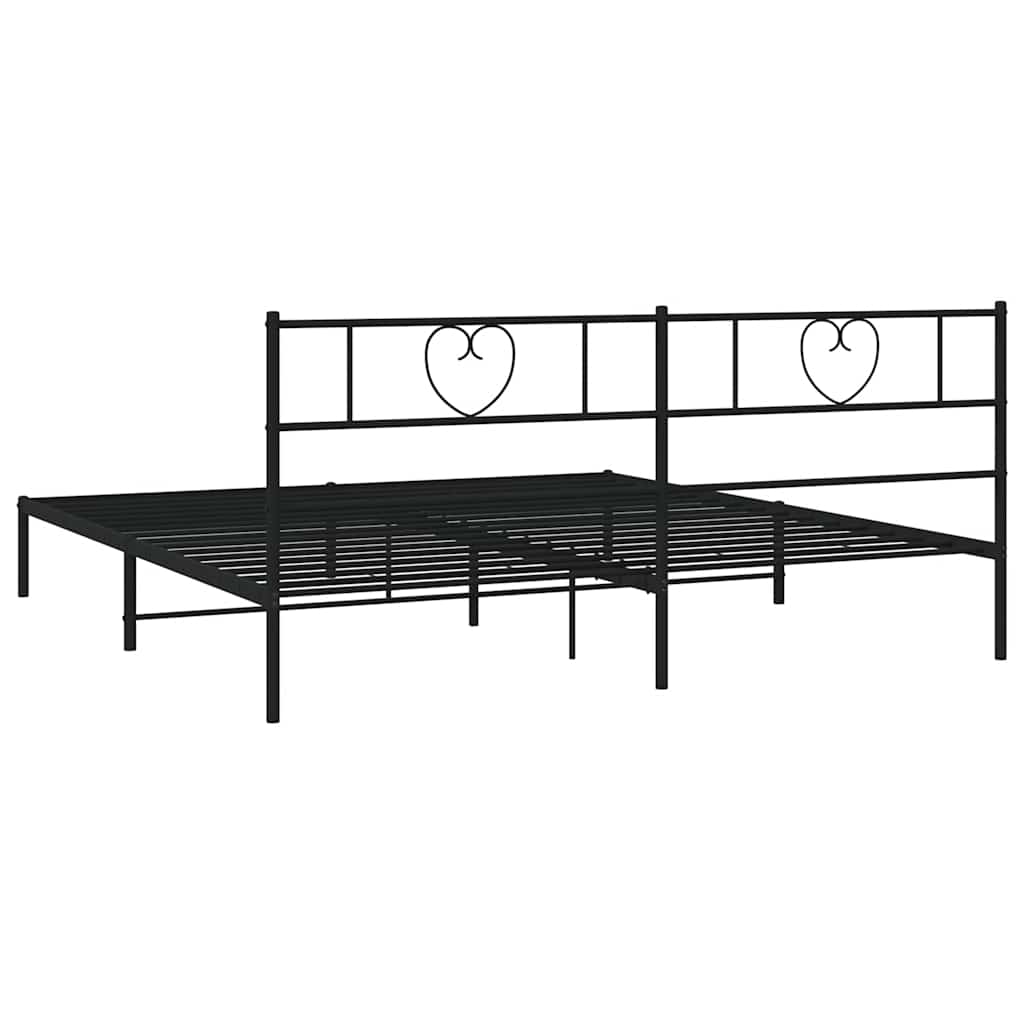 Sengeramme i metall med sengegavl svart 183x213 cm