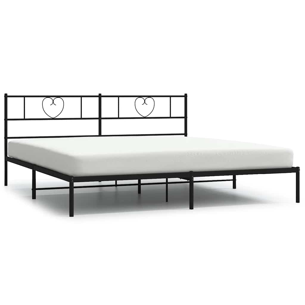 Sengeramme i metall med sengegavl svart 193x203 cm
