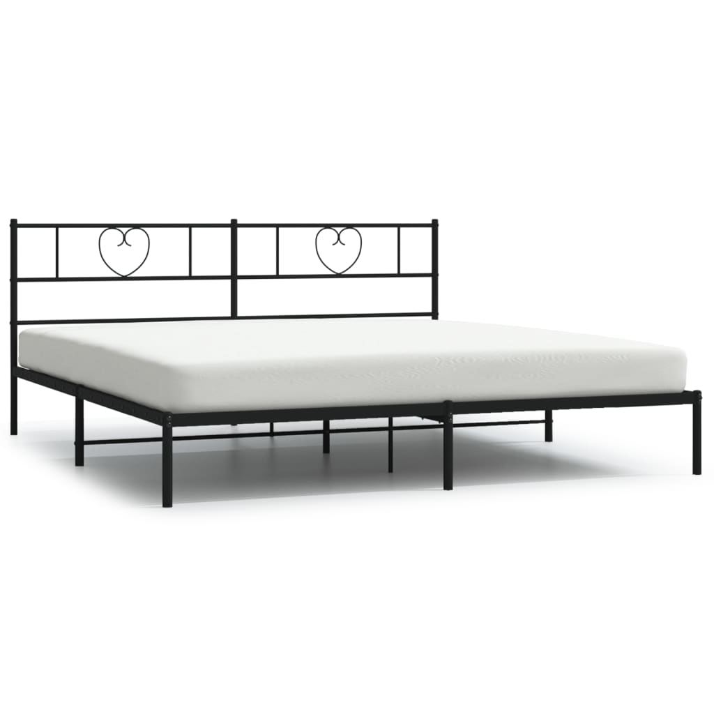 Sengeramme i metall med sengegavl svart 200x200 cm vidaXL