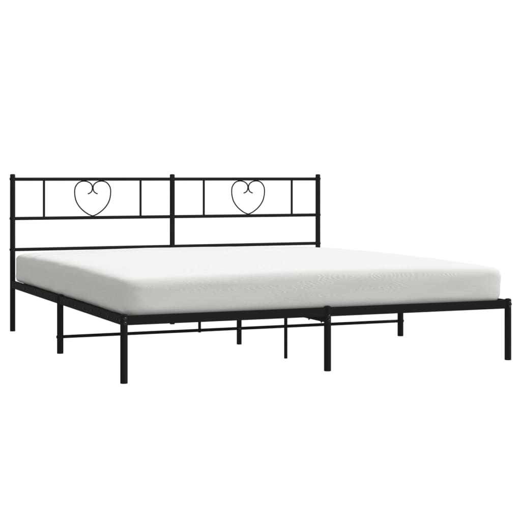 Sengeramme i metall med sengegavl svart 200x200 cm vidaXL