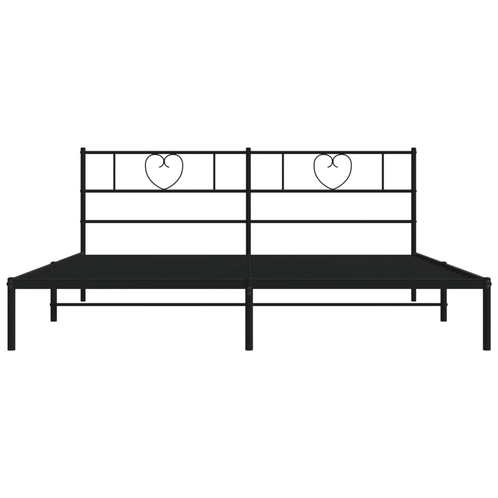 Sengeramme i metall med sengegavl svart 200x200 cm vidaXL