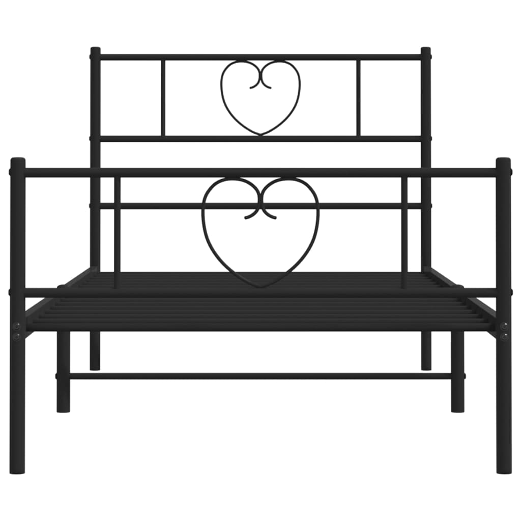 Sengeramme i metall med hode- og fotgavl svart 90x200 cm