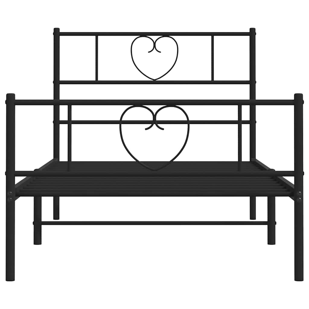 Sengeramme i metall med hode- og fotgavl svart 100x190 cm