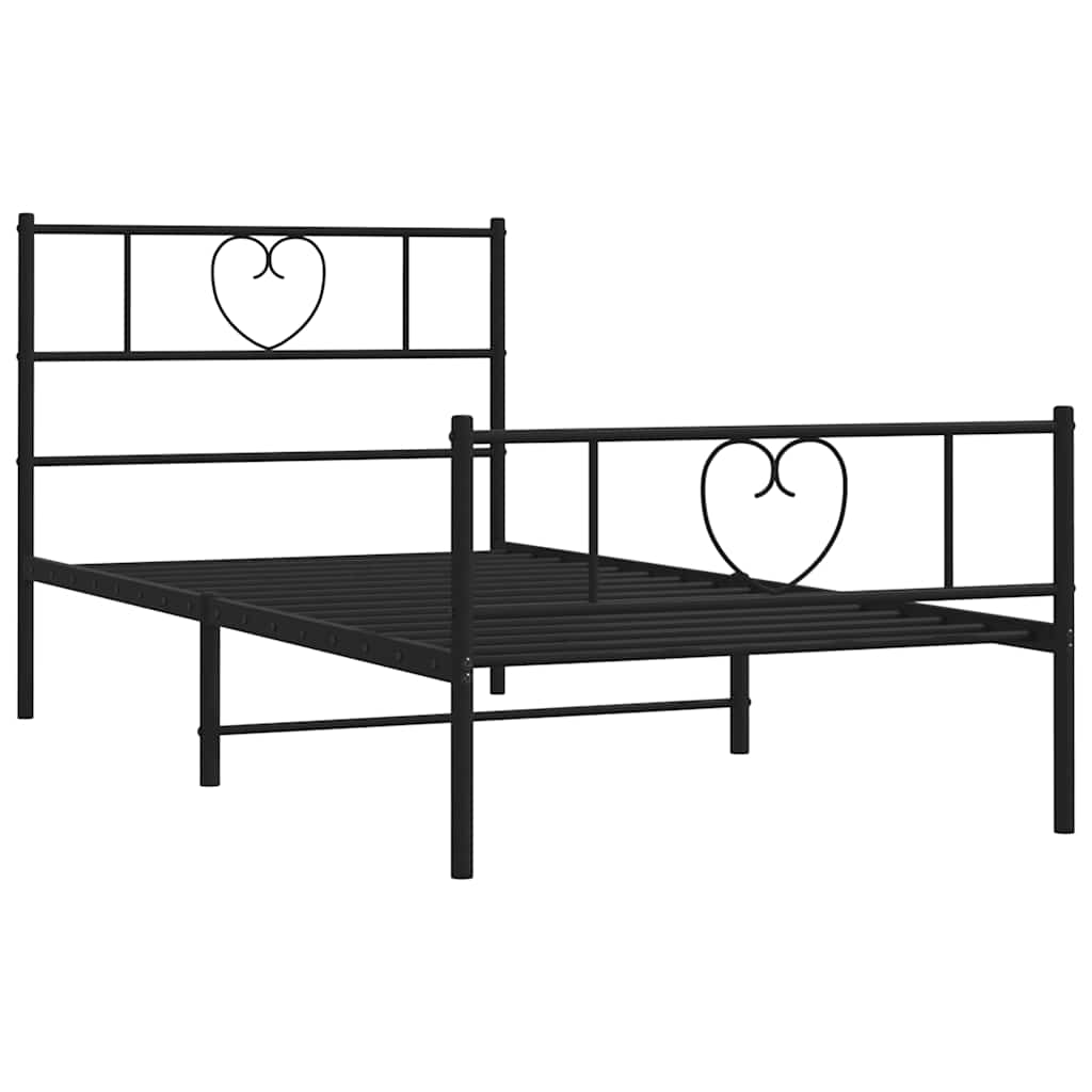 Sengeramme i metall med hode- og fotgavl svart 100x200 cm