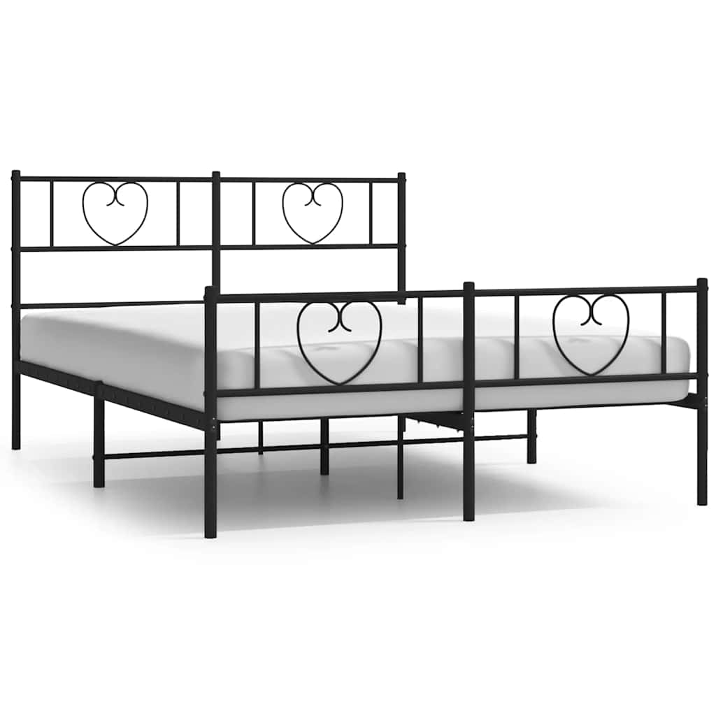 Sengeramme i metall med hode- og fotgavl svart 135x190 cm