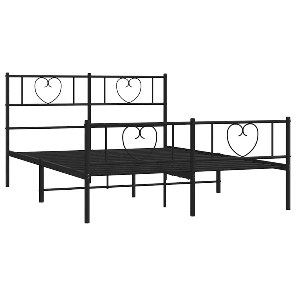 Sengeramme i metall med hode- og fotgavl svart 135x190 cm