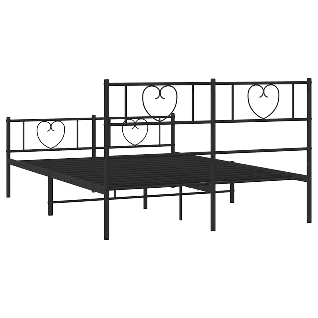 Sengeramme i metall med hode- og fotgavl svart 135x190 cm