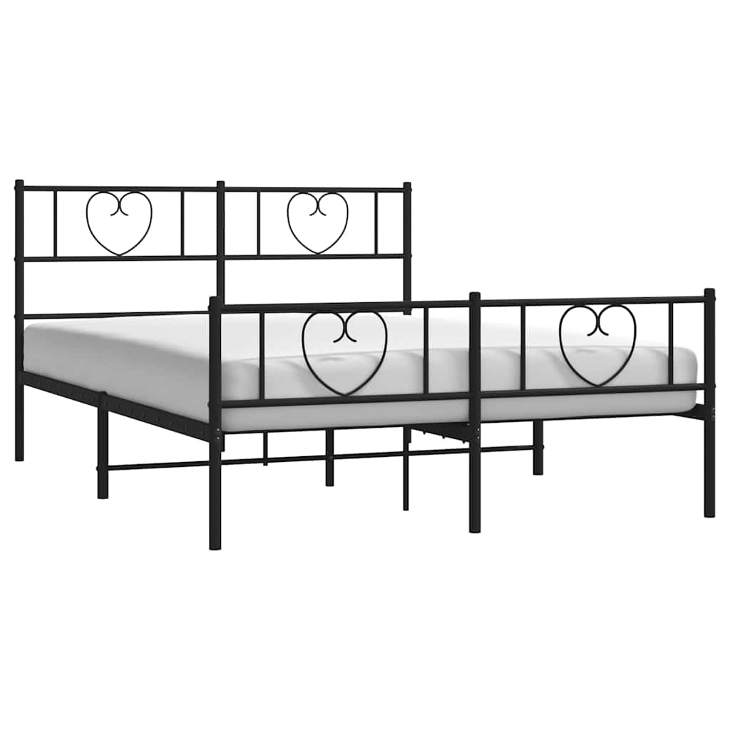Sengeramme i metall med hode- og fotgavl svart 150x200 cm