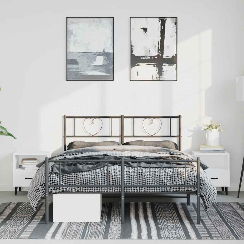 Sengeramme i metall med hode- og fotgavl svart 150x200 cm