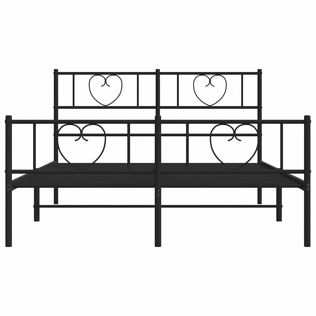 Sengeramme i metall med hode- og fotgavl svart 150x200 cm