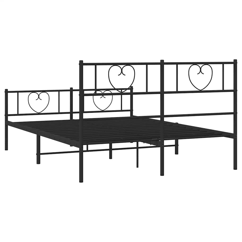 Sengeramme i metall med hode- og fotgavl svart 150x200 cm