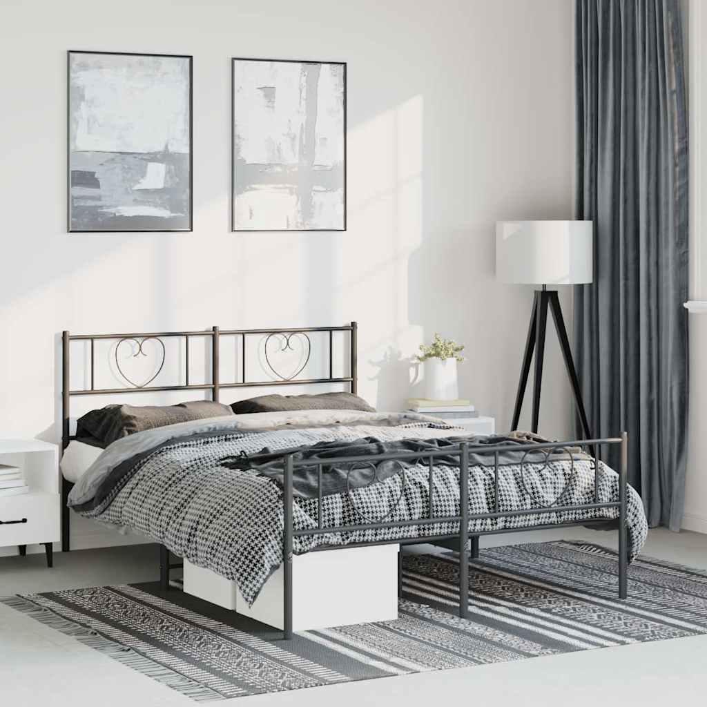 Sengeramme i metall med hode- og fotgavl svart 150x200 cm