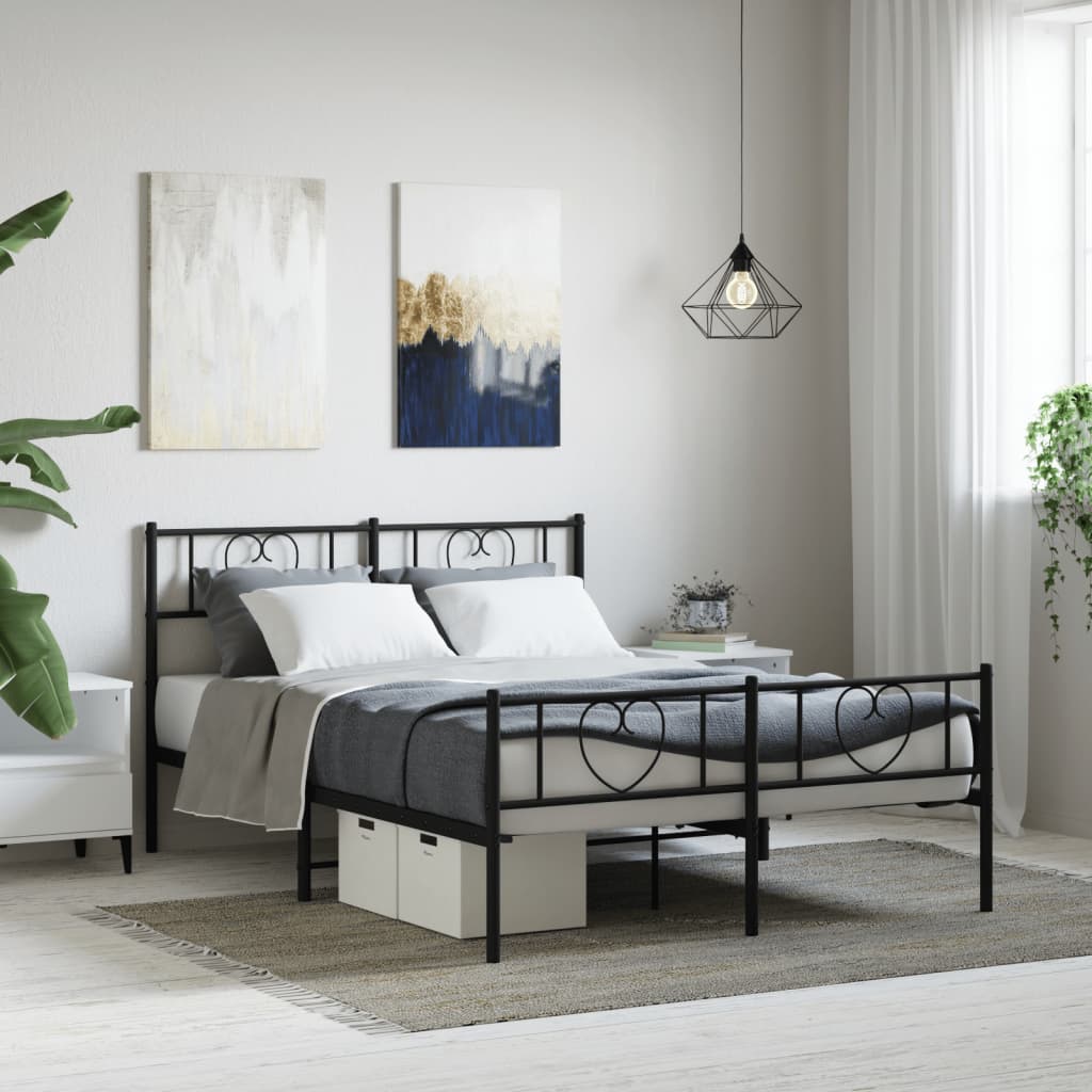 Sengeramme i metall uten madrass med fotgavl svart 160x200 cm vidaXL