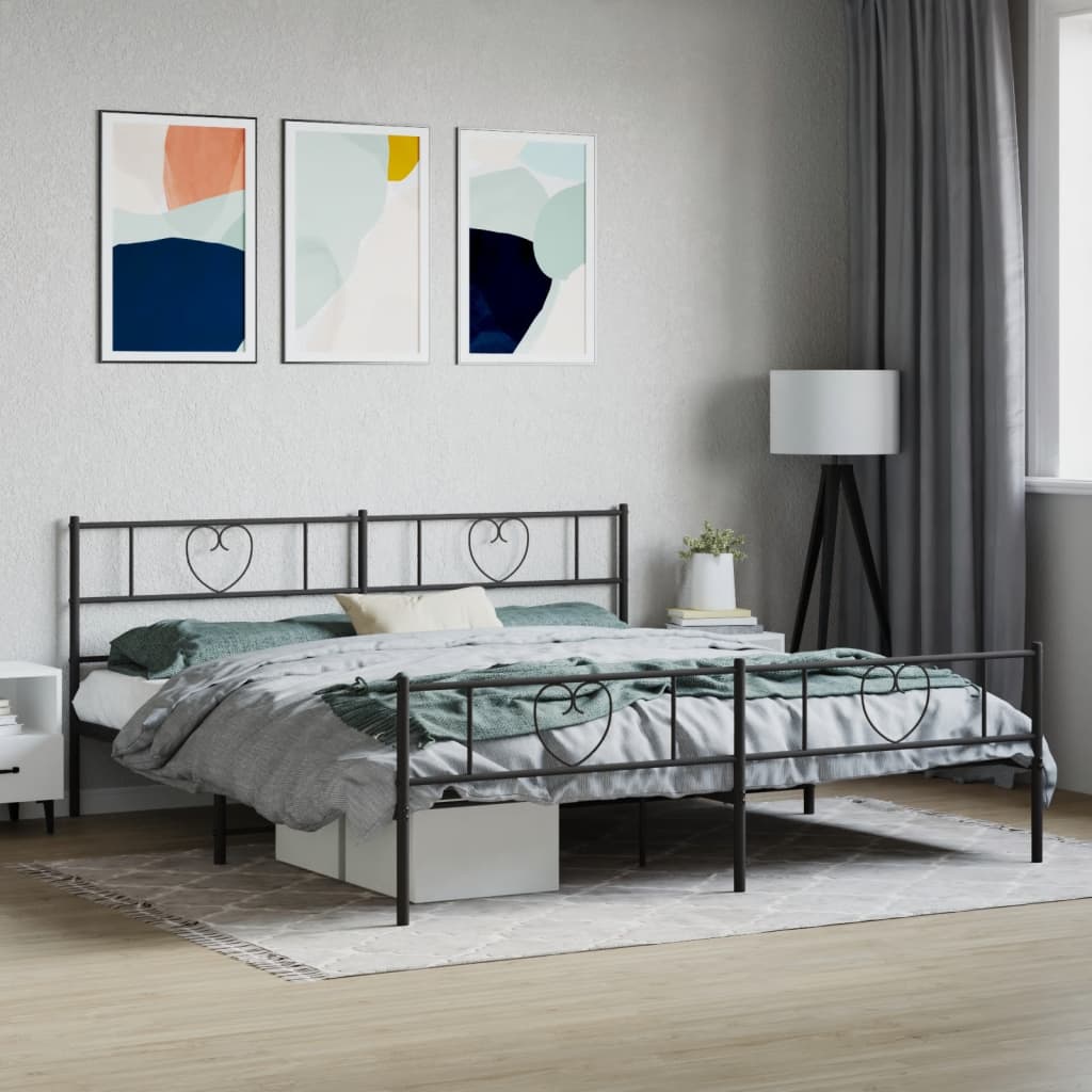 Sengeramme i metall uten madrass med fotgavl svart 180x200 cm vidaXL