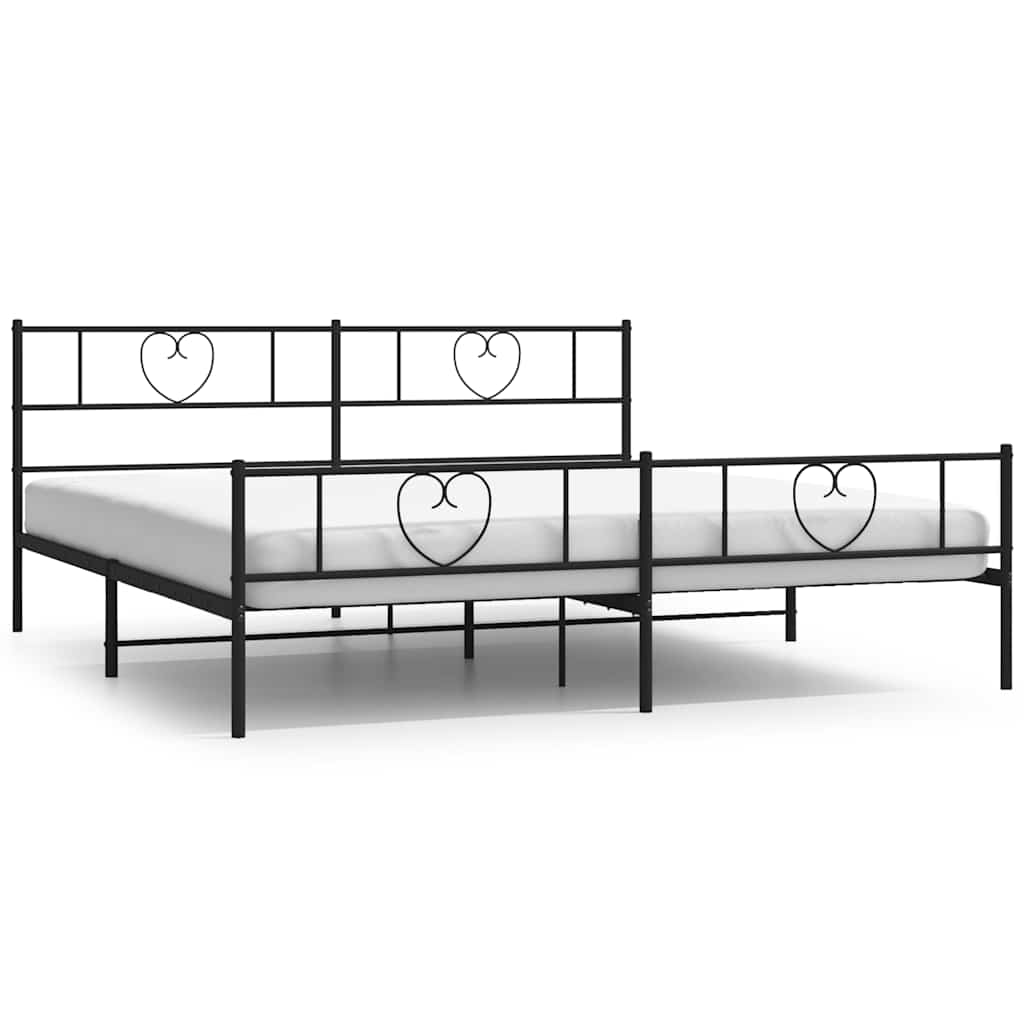 Sengeramme i metall med hode- og fotgavl svart 183x213 cm