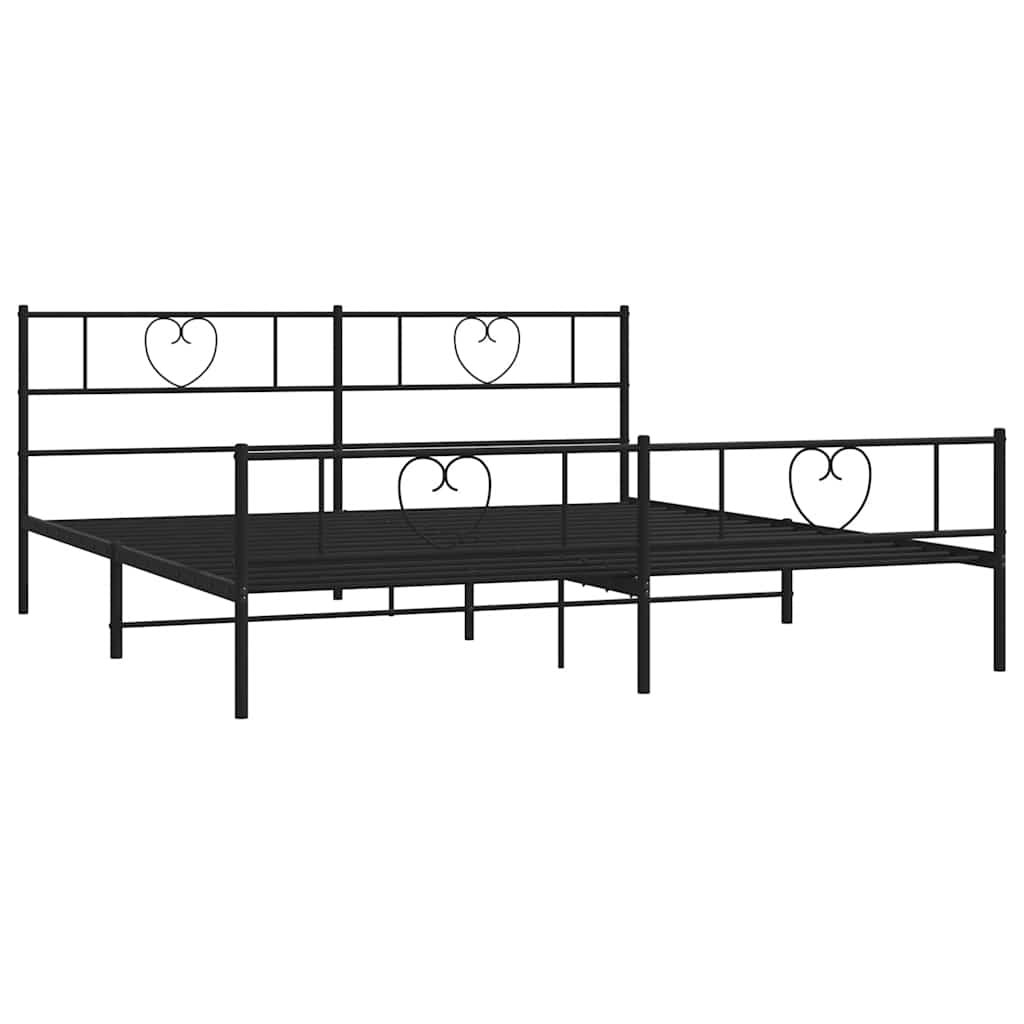 Sengeramme i metall med hode- og fotgavl svart 183x213 cm