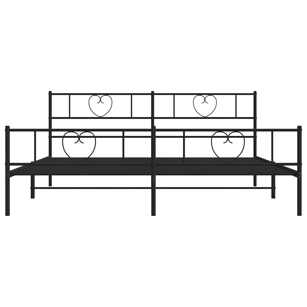 Sengeramme i metall med hode- og fotgavl svart 183x213 cm