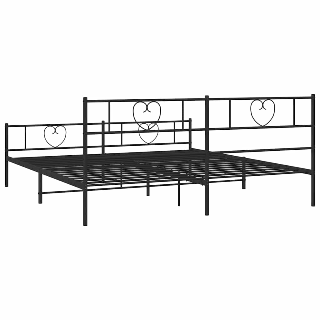 Sengeramme i metall med hode- og fotgavl svart 183x213 cm