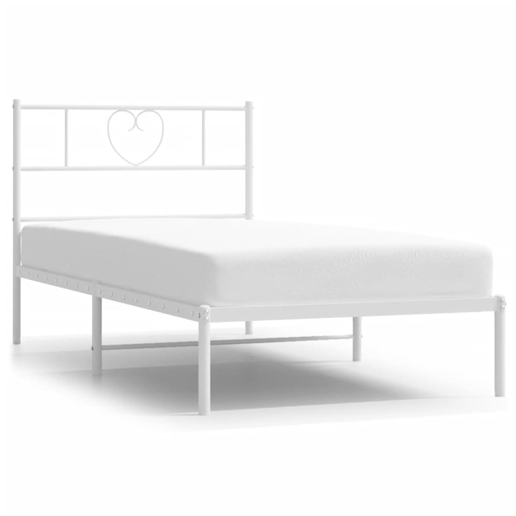 Sengeramme i metall med hodegavl hvit 90x190 cm